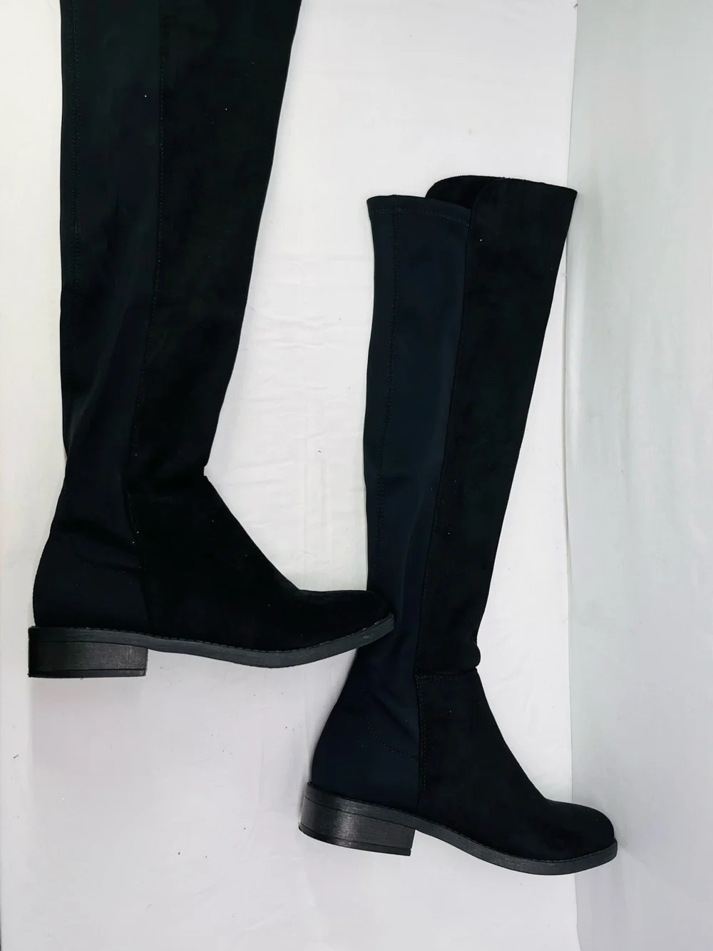 Black Over-the-Knee Stretch Boots - Women